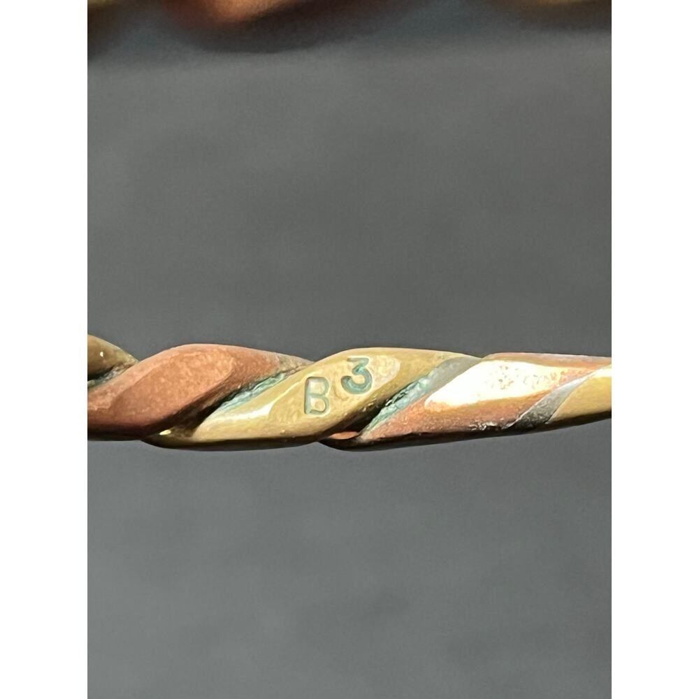 Twisted Brass 7" Cuff Bracelet Mixed Metal Boho Artisan Marked B3 - Picture 5 of 8